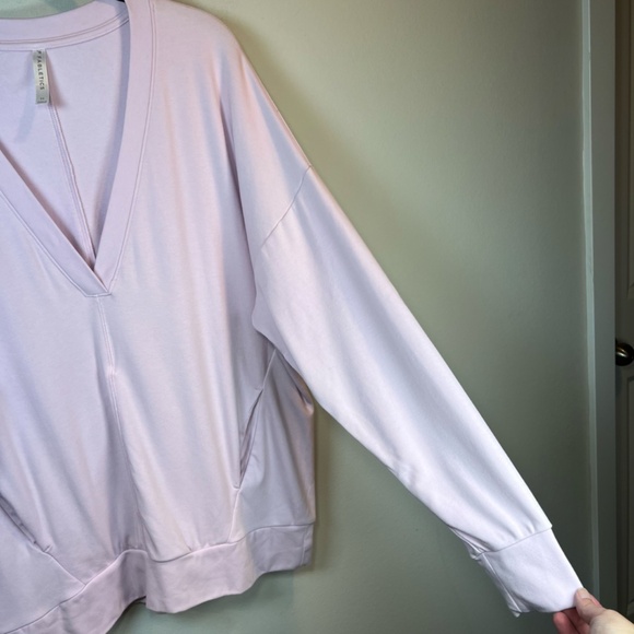 Fabletics Women's Rosaline Deep V-Neck Pullover Sweatshirt Pink Oversized Medium - Picture 5 of 13
